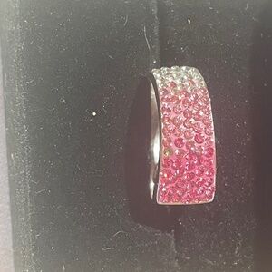 Variegated Pink Stones in Sterling Ring size 9